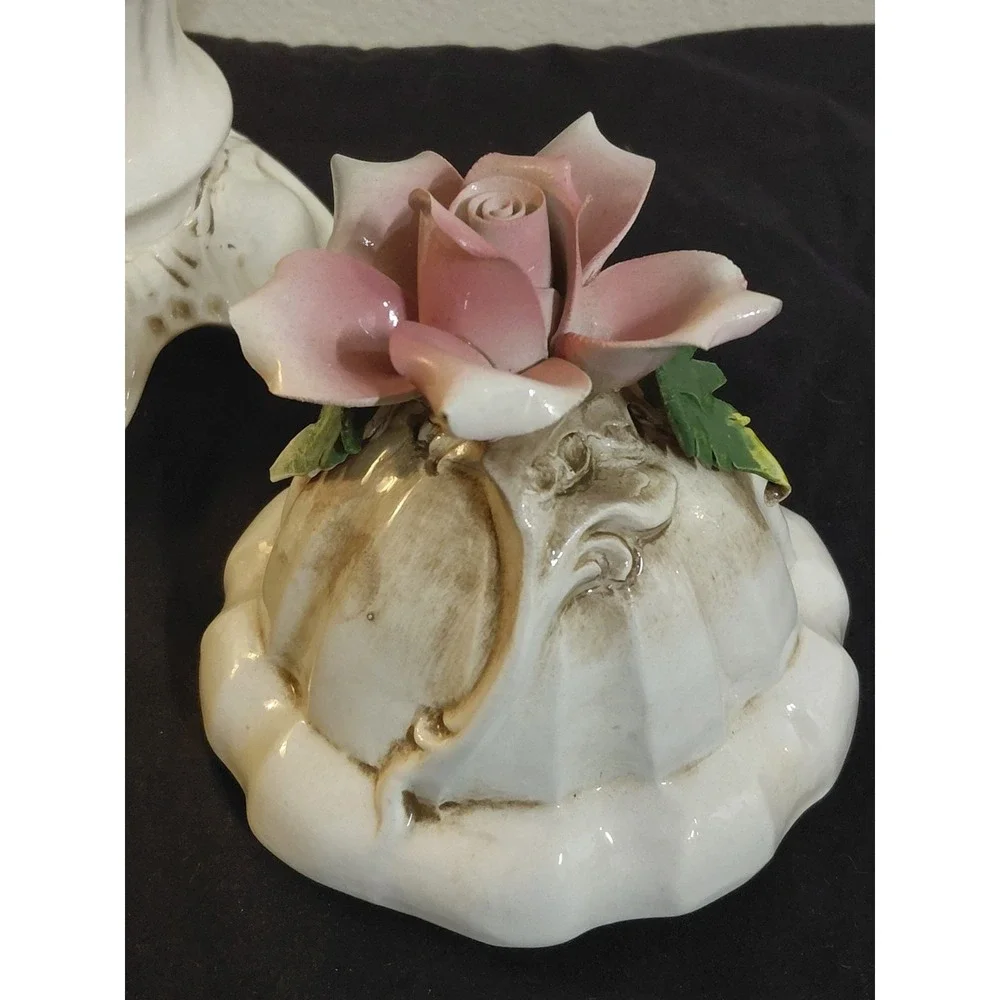 Vintage Capodimonte Italy Porcelain Lidded Urn Vase 15